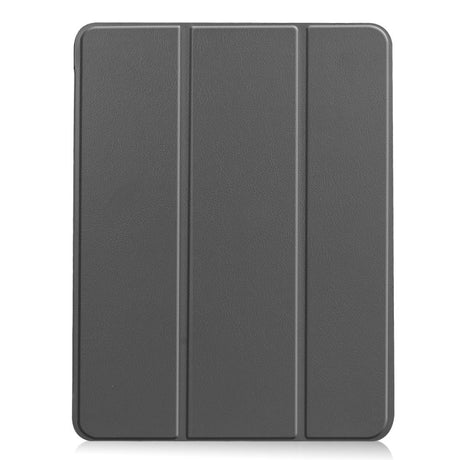 EIDERWOOD iPad Air 11" (2026 / 2025 / 2024) Litchi Tri-Fold Skinn Deksel med Apple Pencil Holder - Grå
