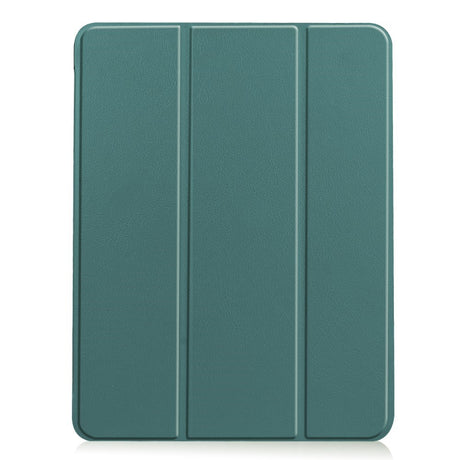 EIDERWOOD iPad Air 11" (2026 / 2025 / 2024) Litchi Tri-Fold Skinn Deksel med Apple Pencil Holder - Grønn