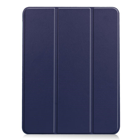 EIDERWOOD iPad Air 11" (2026 / 2025 / 2024) Litchi Tri-Fold Skinn Deksel med Apple Pencil Holder - Mørke Blå