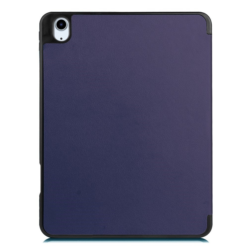 EIDERWOOD iPad Air 11" (2026 / 2025 / 2024) Litchi Tri-Fold Skinn Deksel med Apple Pencil Holder - Mørke Blå
