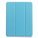 EIDERWOOD iPad Air 11" (2026 / 2025 / 2024) Litchi Tri-Fold Skinn Deksel med Apple Pencil Holder - Lyse Blå