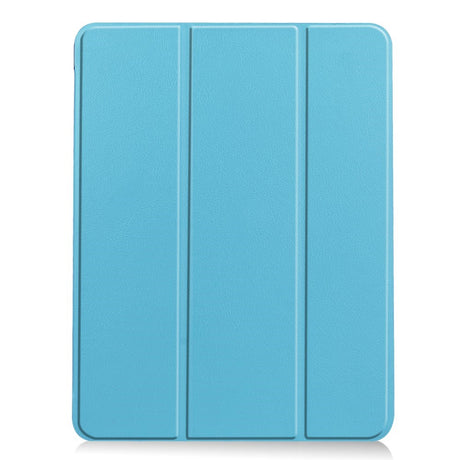 EIDERWOOD iPad Air 11" (2026 / 2025 / 2024) Litchi Tri-Fold Skinn Deksel med Apple Pencil Holder - Lyse Blå