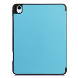 EIDERWOOD iPad Air 11" (2026 / 2025 / 2024) Litchi Tri-Fold Skinn Deksel med Apple Pencil Holder - Lyse Blå