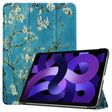 EIDERWOOD iPad Air 11" (2026 / 2025 / 2024) Tri-Fold Kunstskinn Flip Deksel m. Våkne / Sove Funksjon - Hvite Blomster
