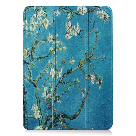 EIDERWOOD iPad Air 11" (2026 / 2025 / 2024) Tri-Fold Kunstskinn Flip Deksel m. Våkne / Sove Funksjon - Hvite Blomster