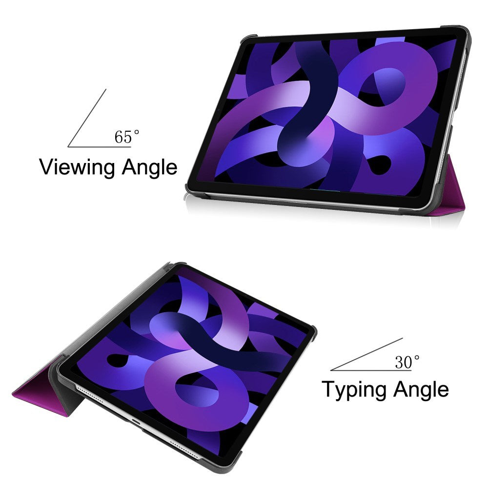 EIDERWOOD iPad Air 11" (2026 / 2025 / 2024) Litchi Tri-Fold Skinn Flip Deksel - Lilla