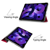 EIDERWOOD iPad Air 11" (2026 / 2025 / 2024) Litchi Tri-Fold Skinn Flip Deksel - Rød