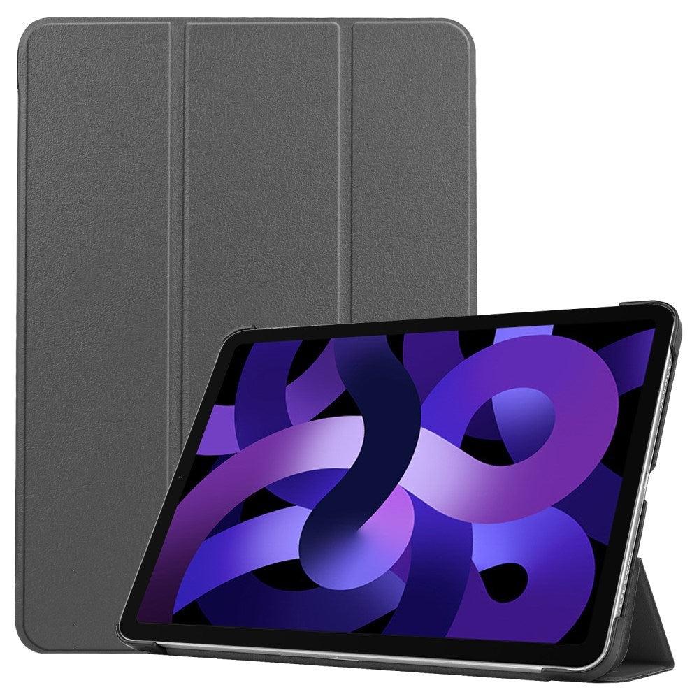 EIDERWOOD iPad Air 11" (2026 / 2025 / 2024) Litchi Tri-Fold Skinn Flip Deksel - Grå