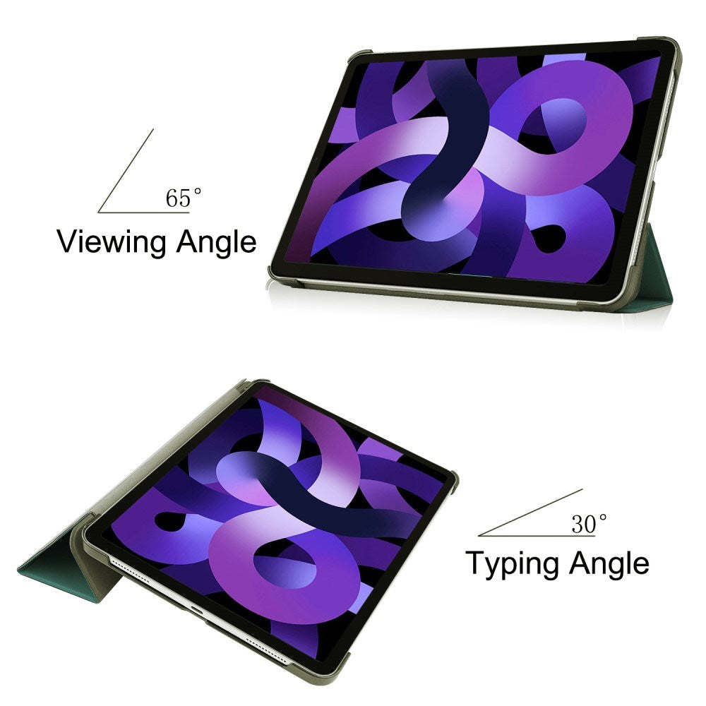 EIDERWOOD iPad Air 11" (2026 / 2025 / 2024) Litchi Tri-Fold Skinn Flip Deksel - Grønn