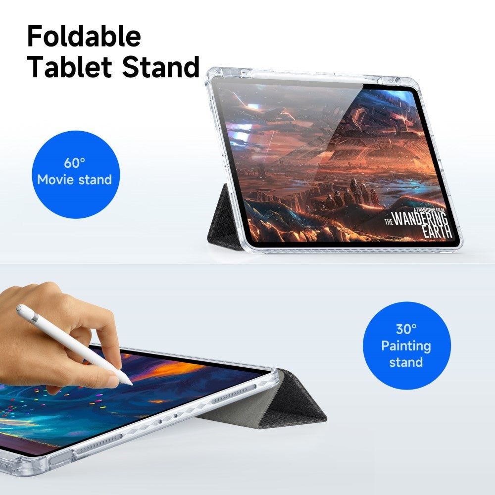iPad Air 13" (2026 / 2025 / 2024) DUX DUCIS Unid Series Tri-Fold Flip Deksel - Gjennomsiktig / Svart