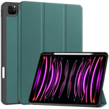 EIDERWOOD iPad Air 13" (2026 / 2025 / 2024) Tri-Fold Kunst Skinn Deksel med Apple Pencil Holder - Grønn