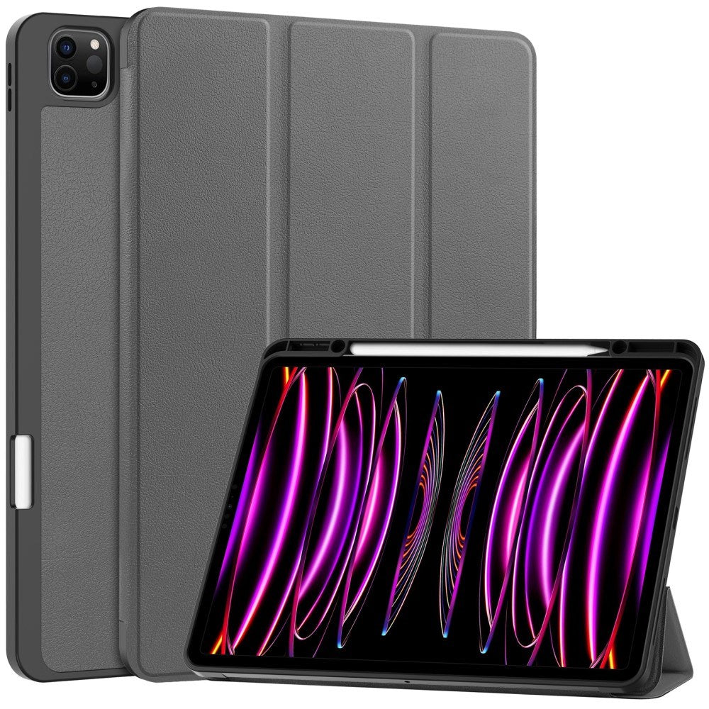 EIDERWOOD iPad Air 13" (2026 / 2025 / 2024) Tri-Fold Kunst Skinn Deksel med Apple Pencil Holder - Grå
