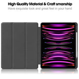 EIDERWOOD iPad Air 13" (2026 / 2025 / 2024) Tri-Fold Kunst Skinn Deksel med Apple Pencil Holder - Grå