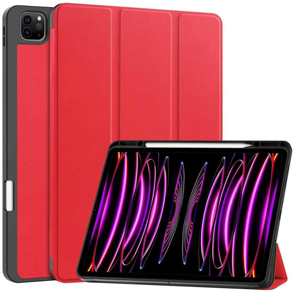 EIDERWOOD iPad Air 13" (2026 / 2025 / 2024) Tri-Fold Kunst Skinn Deksel med Apple Pencil Holder - Rød