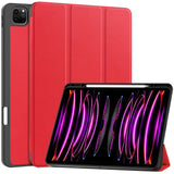 EIDERWOOD iPad Air 13" (2026 / 2025 / 2024) Tri-Fold Kunst Skinn Deksel med Apple Pencil Holder - Rød