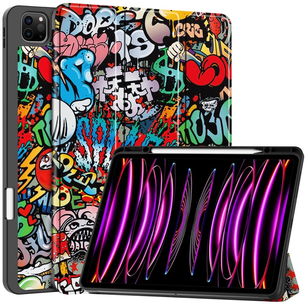 EIDERWOOD iPad Air 13" (2026 / 2025 / 2024) Tri-Fold Kunstskinn Flip Deksel m. Våkne / Sove Funksjon - Graffiti