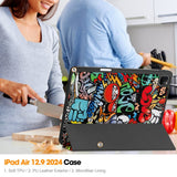 EIDERWOOD iPad Air 13" (2026 / 2025 / 2024) Tri-Fold Kunstskinn Flip Deksel m. Våkne / Sove Funksjon - Graffiti