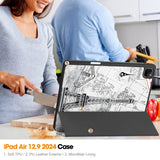EIDERWOOD iPad Air 13" (2026 / 2025 / 2024) Tri-Fold Kunstskinn Flip Deksel m. Våkne / Sove Funksjon - Eiffeltårnet