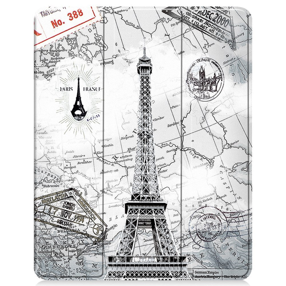 EIDERWOOD iPad Air 13" (2026 / 2025 / 2024) Tri-Fold Kunstskinn Flip Deksel m. Våkne / Sove Funksjon - Eiffeltårnet