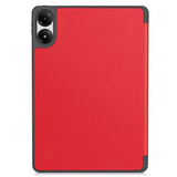 EIDERWOOD Xiaomi Redmi Pad Pro Tri-Fold Kunst Skinn Deksel med Stylus Pencil Holder - Rød