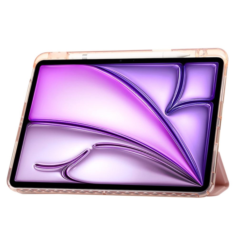 EIDERWOOD iPad Air 13" (2026 / 2025 / 2024) Tri-Fold Kunst Skinn Deksel med Apple Pencil Holder - Rosa