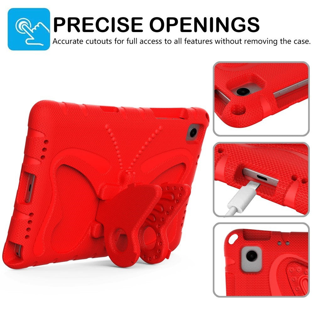 Samsung Galaxy Tab A11+ (Plus) / A9+ (Plus) EIDERWOOD Butterfly Kickstand Barnedeksel - Rød