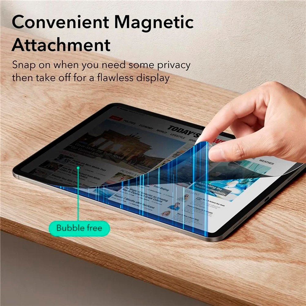 ESR iPad Air 11" (2026 / 2025 / 2024) Magnetisk Skjermbeskytter - Privacy - Svart / Gjennomsiktig