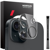 NORTHJO iPhone 15 / 15 Plus Herdet Kameralinseglass - Gjennomsiktig / Svart Kant