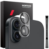 NORTHJO iPhone 16 / 16 Plus Herdet Kameralinseglass - Gjennomsiktig / Svart Kant