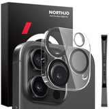 NORTHJO iPhone 16 Pro / 16 Pro Max Herdet Kameralinseglass - Gjennomsiktig / Svart Kant