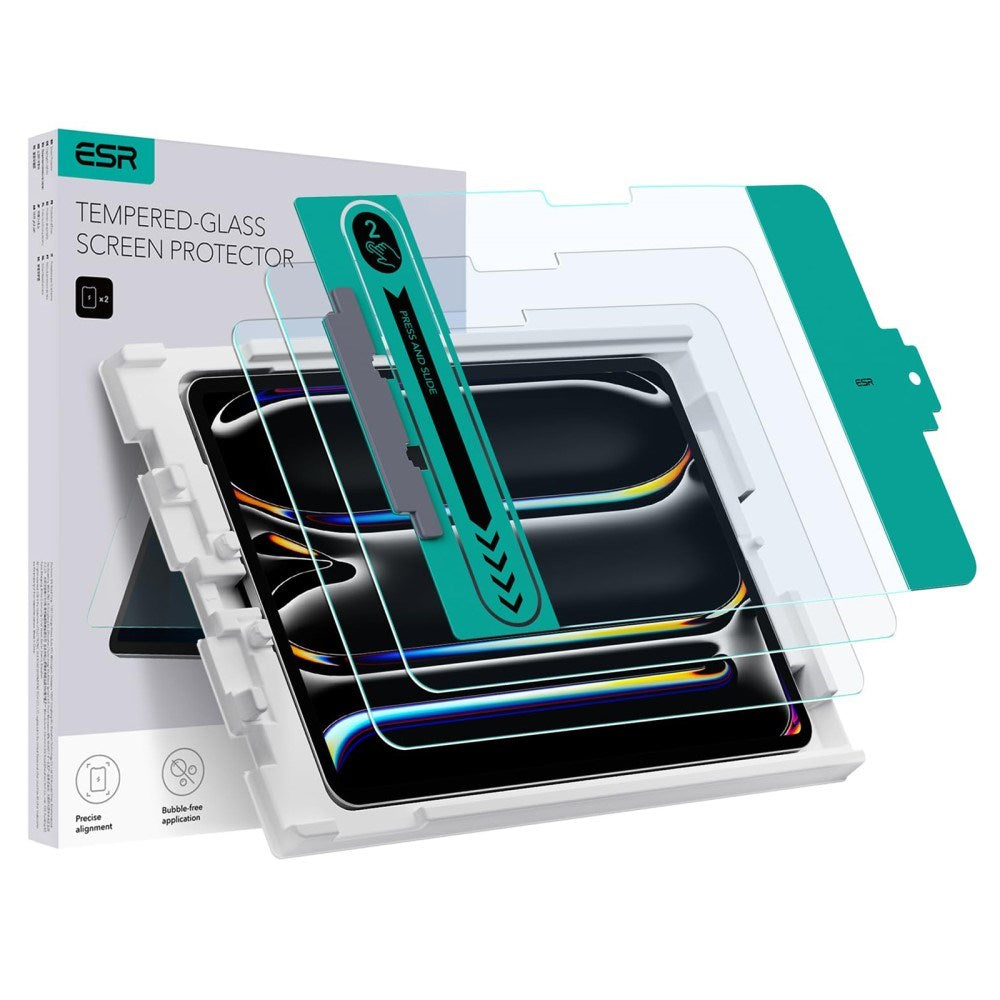 ESR iPad Pro 11" (2025 / 2024) Herdet Skjermbeskytter inkl. Monteringsramme - Full Fit - 2 stk. - Gjennomsiktig