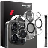 NORTHJO iPhone 16 Pro / 16 Pro Max Herdet Kameralinseglass - 2 stk. - Gjennomsiktig / Svart Kant