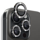 NORTHJO iPhone 16 Pro / 16 Pro Max Kameralinsebeskytter - Rhinestones - Svart