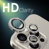 NORTHJO iPhone 16 Pro / 16 Pro Max Kameralinsebeskytter - Rhinestones - Beige