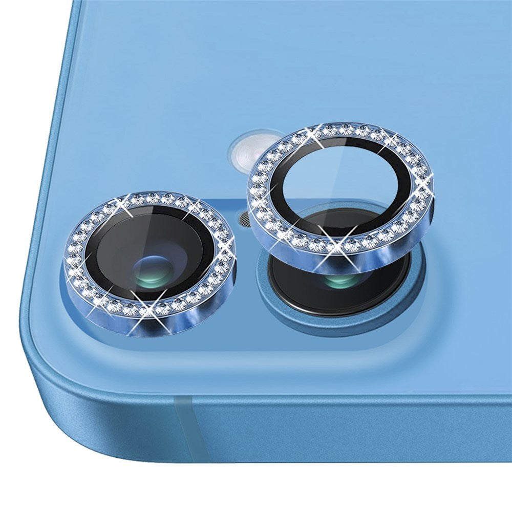 NORTHJO iPhone 16 / 16 Plus Kameralinsebeskytter - Rhinestones - Blå