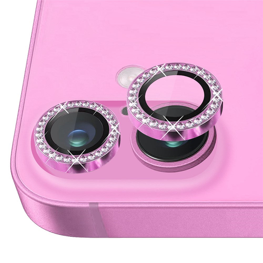 NORTHJO iPhone 16 / 16 Plus Kameralinsebeskytter - Rhinestones - Rosa