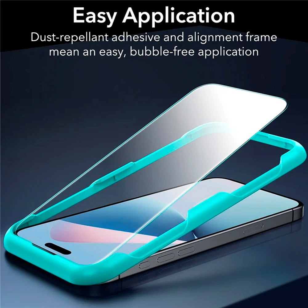 iPhone 16 Pro Max ESR Skjermbeskyttelse Herdet glass m. Monteringsramme - 2 stk - Gjennomsiktig