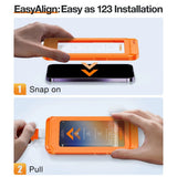 TORRAS iPhone 16 Pro Full Fit Skjermbeskytter m. Monteringsramme - Privacy Funksjon - Gjennomsiktig