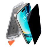TORRAS iPhone 16 Pro Max Full Fit Skjermbeskytter m. Monteringsramme - Privacy Funksjon - Gjennomsiktig