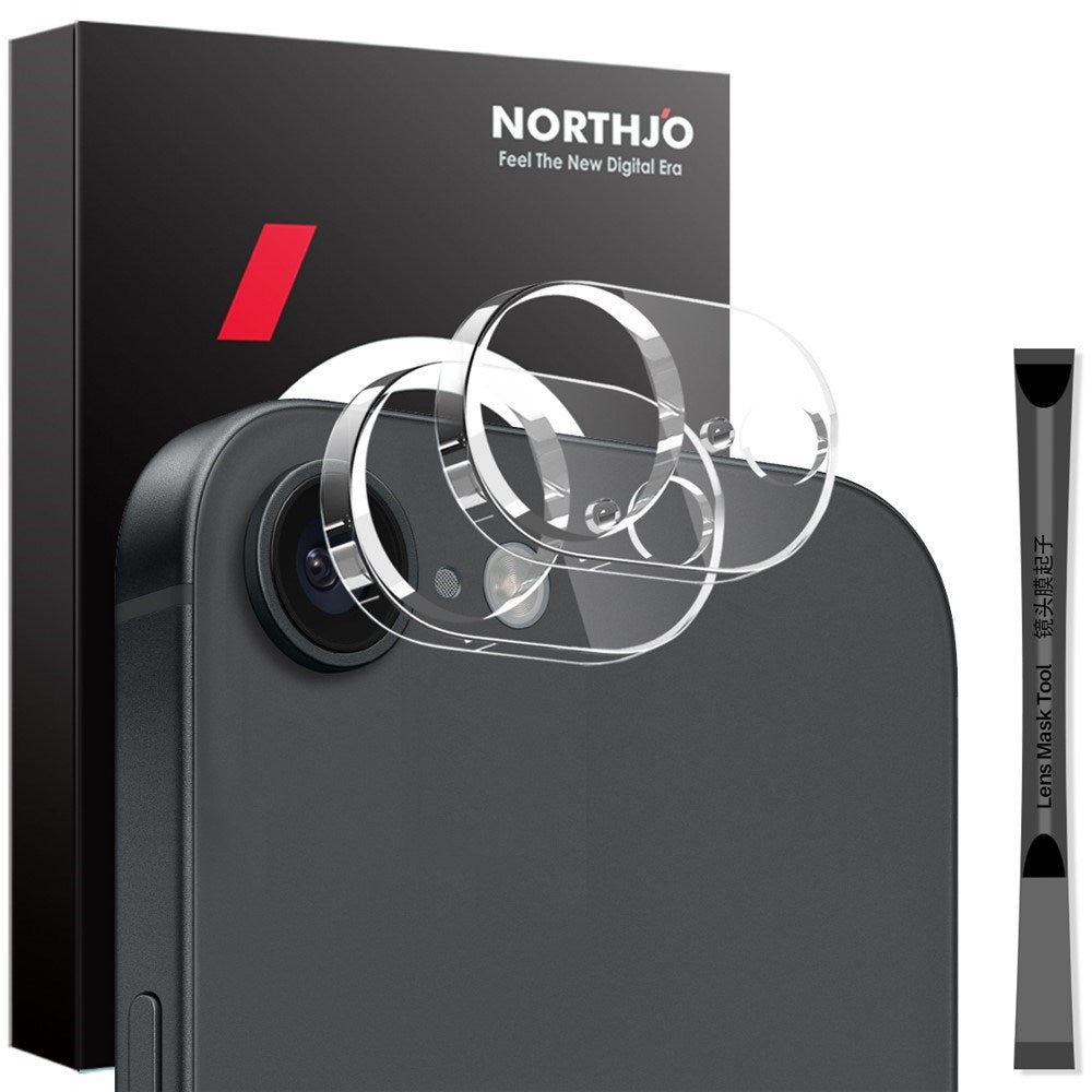 NORTHJO iPhone 17e / 16e Herdet Kameralinseglass - 2 stk. - Gjennomsiktig