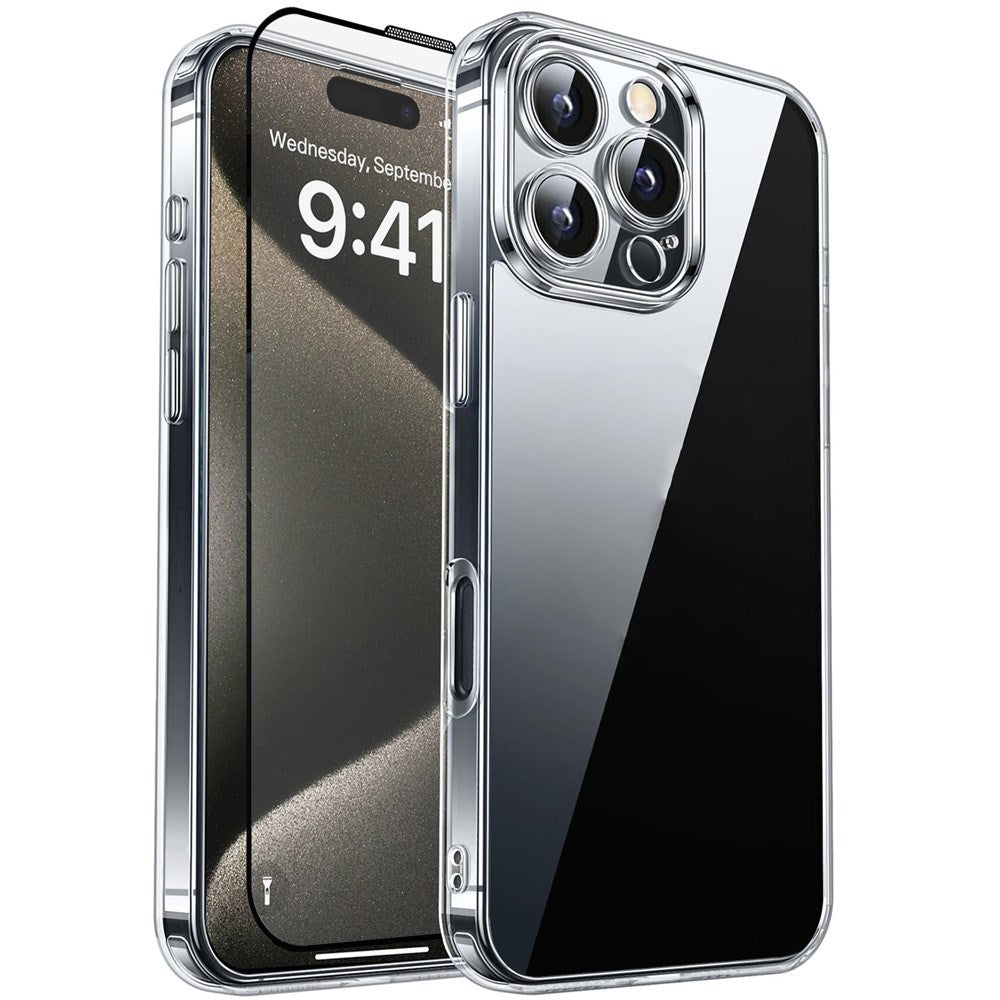 iPhone 15 Pro RURIHAI 2-i-1 Beskyttelsessett m. Fleksibelt Plast Deksel & Skjermbeskyttelsesglass - Gjennomsiktig