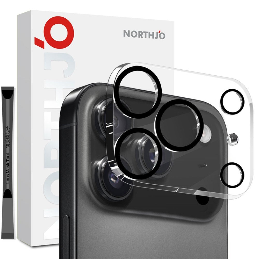 NORTHJO iPhone 17 Pro Herdet Kameralinse Glass - Gjennomsiktig / Svart