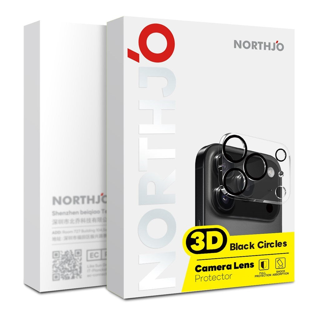 NORTHJO iPhone Air Herdet Kameralinse Glass - Gjennomsiktig / Svart Kant - 2 Stk.