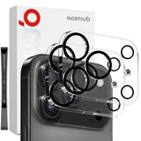 NORTHJO iPhone 17 Pro Herdet Kameralinse Glass - Gjennomsiktig / Svart Kant - 2 Stk.