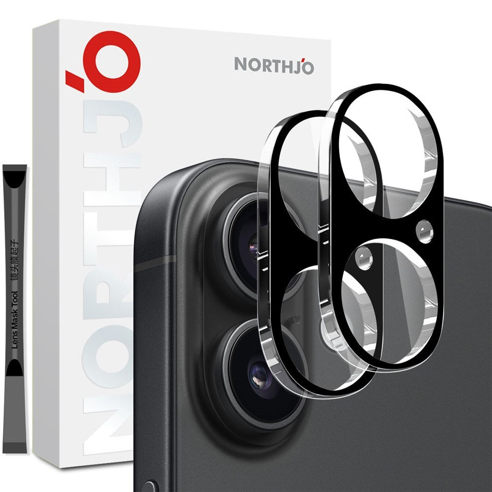 NORTHJO iPhone 17 Herdet Kameralinse Glass - Svart - 2 Stk.