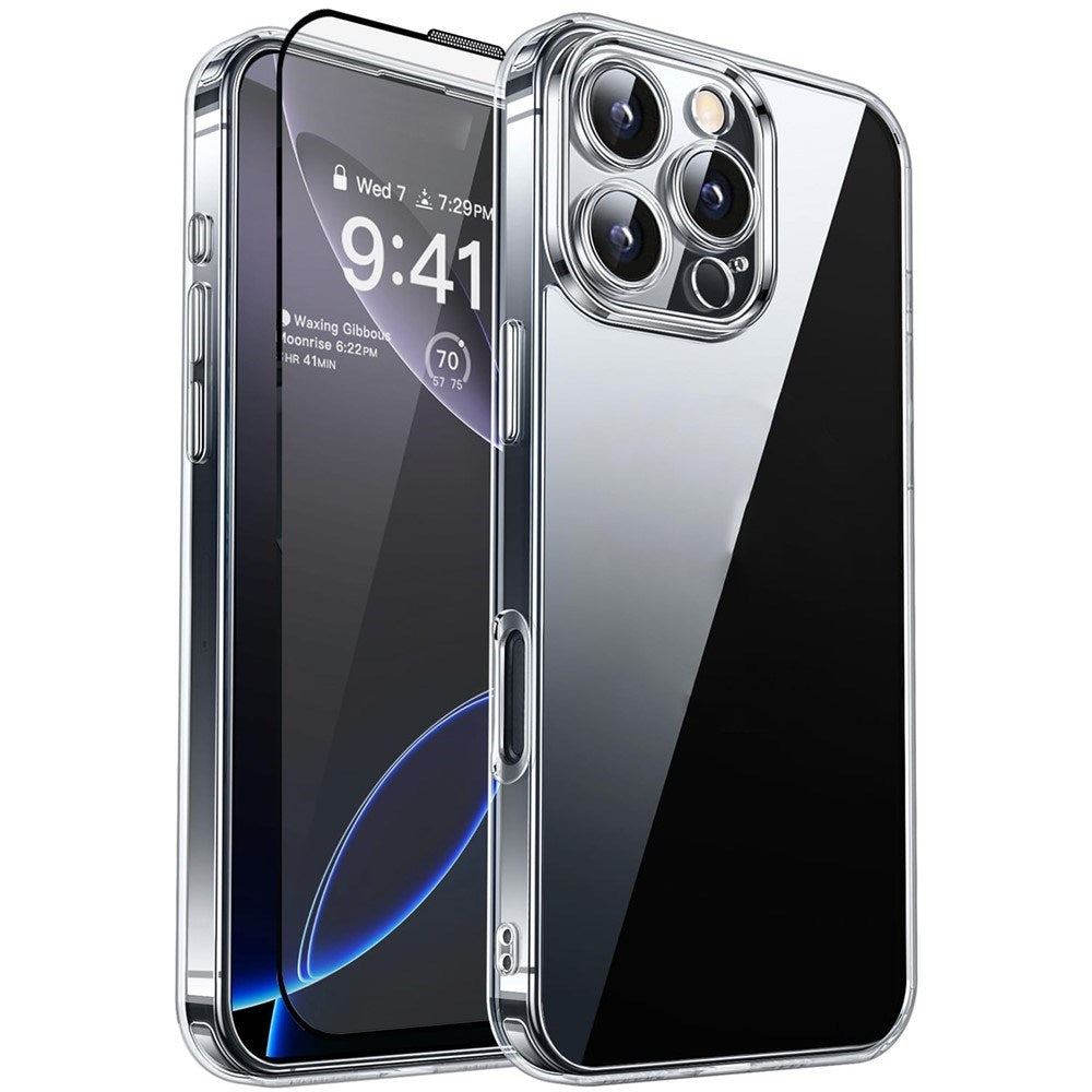 iPhone 12 Pro RURIHAI 2-i-1 Beskyttelsessett m. Fleksibelt Plast Deksel & Skjermbeskyttelsesglass - Gjennomsiktig