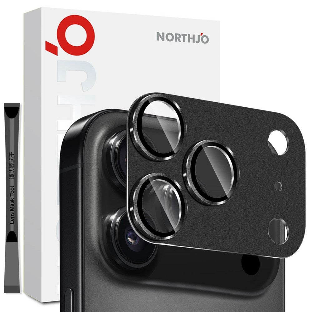 NORTHJO iPhone 17 Pro Max Kameralinsebeskyttelse - Matt Metall & Glass - Svart