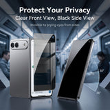 iPhone Fold Skjermbeskytter i Aluminium-Silicon Glass - Privacy Funksjon - Gjennomsiktig / Svart Kant