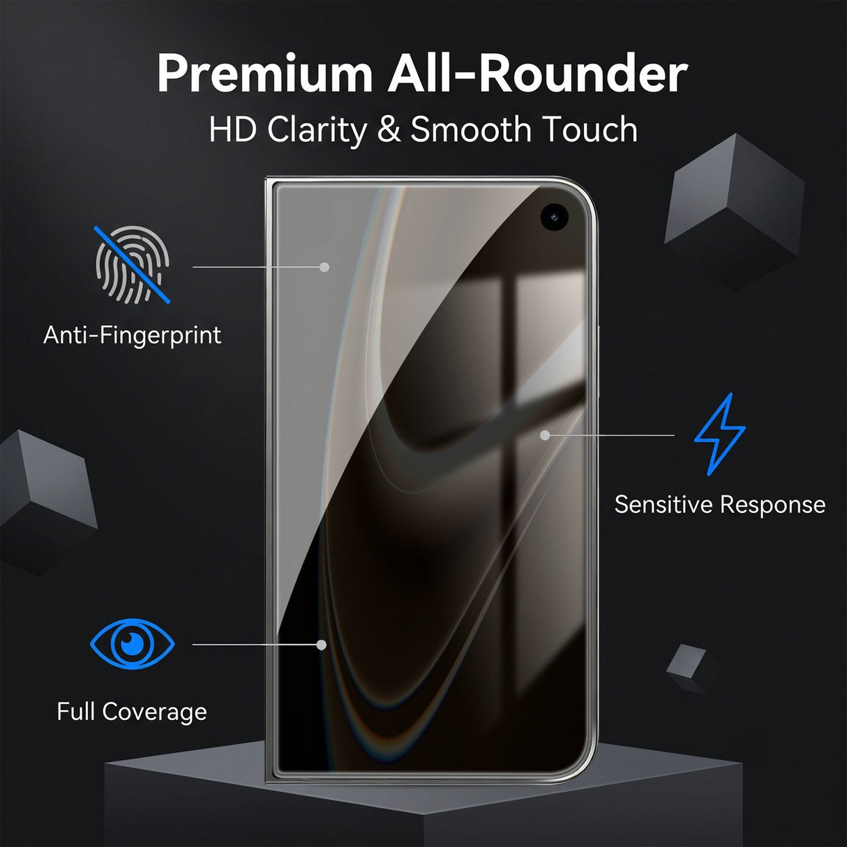 iPhone Fold Skjermbeskytter i Aluminium-Silicon Glass - Privacy Funksjon - Gjennomsiktig / Svart Kant