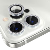 iPhone 14 Pro / 14 Pro Max Kamerabeskyttelse Herdet Glass med Rhinstenen - Sølv